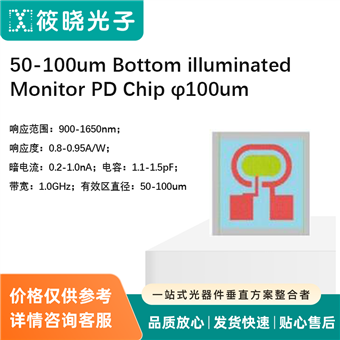 50-100um Bottom illuminated Monitor PD Chip φ100um