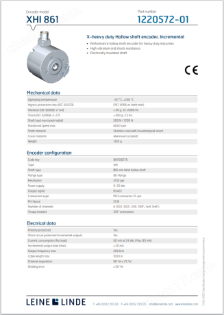1250 ppr空心軸編碼器XHI 861108276-1250